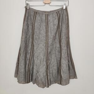 Dalia Collection 100% Linen A-Line Midi Skirt 6 Minimalist Classic Coastal
